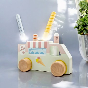 荷蘭 New Classic Toys - 幼兒彈跳配色木偶玩具-冰淇淋車-綠色