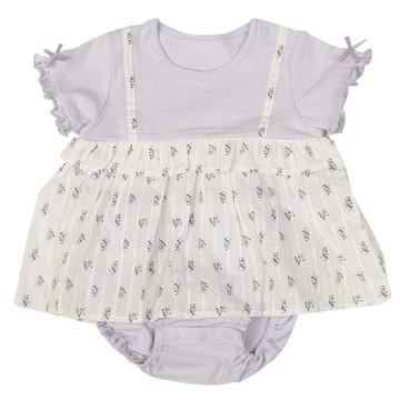 akachan honpo - 短袖假兩件外出包屁衣-紫色