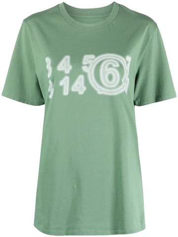 MM6 Maison Margiela - logo-print short-sleeve T-shirt - women - Cotton - L - Green