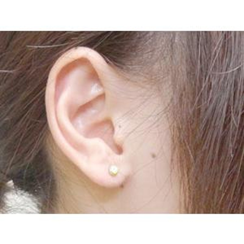 ピアス 18金 メンズ ダイヤモンド ミル打ち 一粒 大粒 0.30ct ...