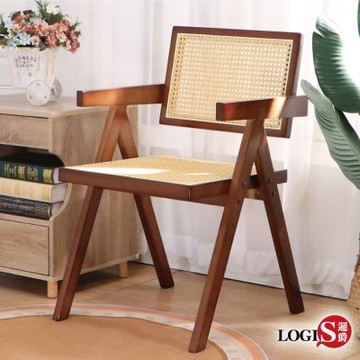 LOGIS邏爵家具－日式藤編實木椅 餐椅【T7CH】