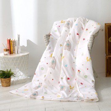 J-bedtime 床寢時光 舒柔棉四季被 涼被 文青愜意熊 台灣製 單人 涼感 吸濕排汗  180 x 150cm