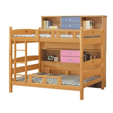 Boden-希達3.5尺實木雙層床架(含收納邊櫃)