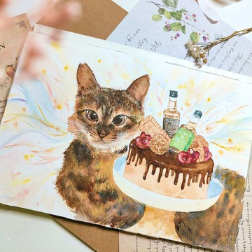 聖誕優惠 1+1毛小孩寵物甜品水彩訂製