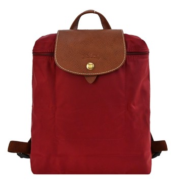 LONGCHAMP LE PLIAGE系列再生尼龍摺疊後背包(夕陽紅)
