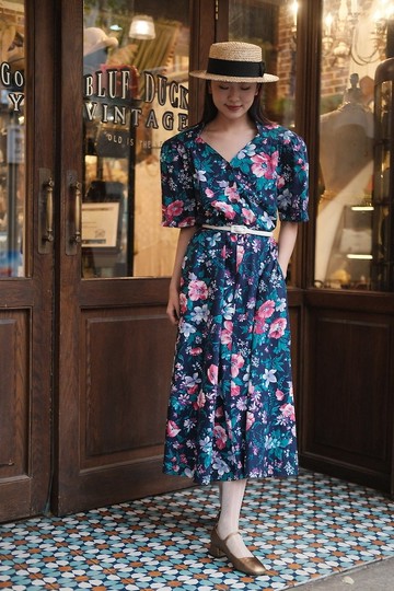 vintage dress印花連衣裙古著