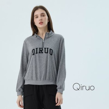 Qiruo 奇若秋冬專櫃長袖灰色上衣 2510A 立領休閒上衣