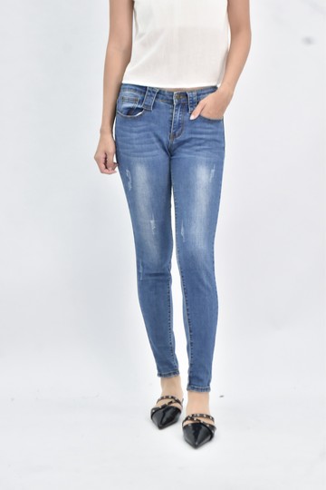 (M) i jeans 棉質牛仔緊身藍色長褲