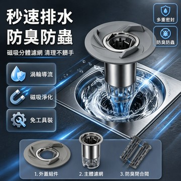台灣出貨✨ 磁吸防臭地漏芯 衛生間下水道濾網 浴室毛髮過濾網 自閉式密封蓋 通用型排水口配件 好清理不髒手設計