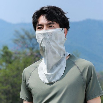 冰絲防曬面罩 男士防曬圍脖 遮陽薄款 防紫外線 騎車護頸 透氣口罩 夏季冰感 QNZ1