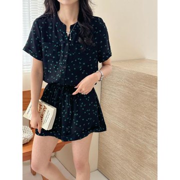 (免運)連體褲2025夏季新款女士韓版顯瘦碎花休閑減齡減齡闊腿短褲連體衣