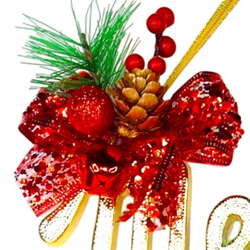 摩達客台製精緻12吋聖誕快樂英文字牌雙鐘吊飾-紅金系（歐美外銷人氣品）