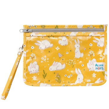 Alan Hops - 手腕隨手透明收納袋-兔兔的一天-黃