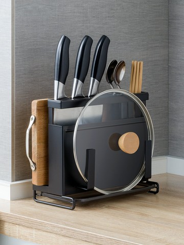 不銹鋼免打孔刀架廚房置物架壁掛鍋蓋刀座刀具收納架家用用品大全