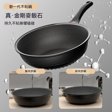 統編發票/金剛麥飯石不粘鍋炒鍋家用平底鍋電磁爐燃氣竈通用立蓋炒菜鍋煎鍋 平底鍋 煎鍋 不粘鍋 煎蛋 煎餅 煎肉 牛排鍋