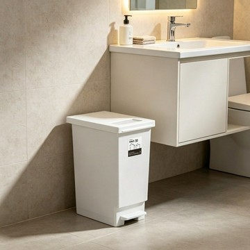 日本TONBO  UNEED系列推蓋踩踏雙用型垃圾桶-純色系30L