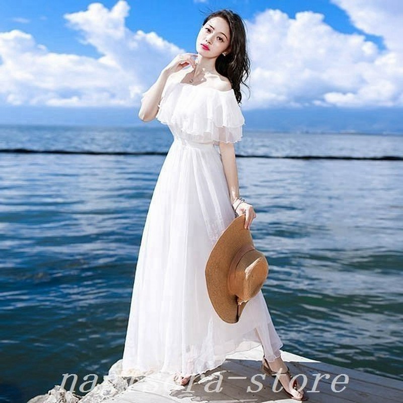 大人可愛い 夏ワンピース 2way オフショルダー ワンピース 白ワンピース ミモレ丈 フリル 夏ワンピ Aライン レディース 旅行 デート 通販 Lineポイント最大get Lineショッピング