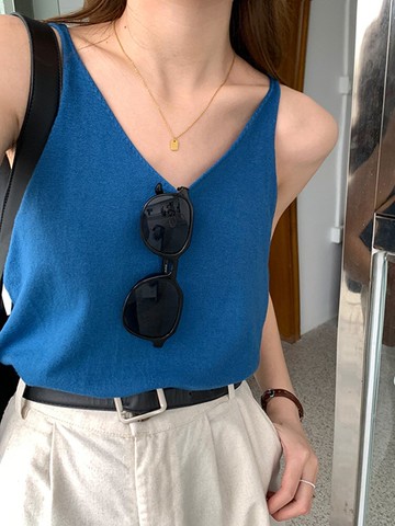 夏季新款V領內搭針織打底小吊帶女韓版休閑背心外穿網紅上衣