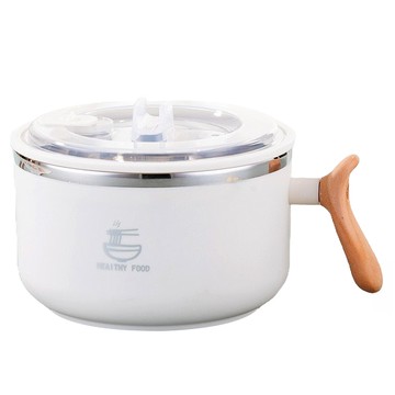 可瀝水不鏽鋼泡麵碗 304不鏽鋼內層 食品級PP外層 1200ml  牛奶  1個