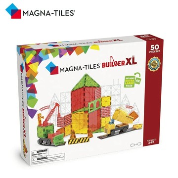 Magna-Tiles® 磁力積木-工程基地 50片 XL | 互換的磁性零件打造卡車跟起重機