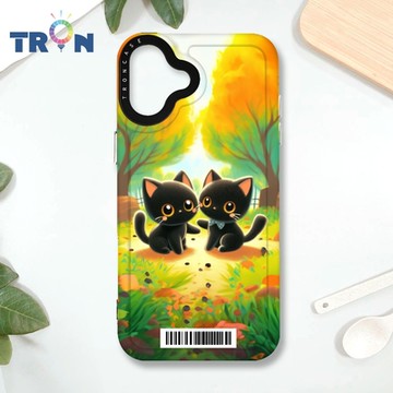 TRON IPHONE 16 PLUS 櫻花公園黑色貓咪 防摔 MAGSAFE 磁吸 太空載具殼 透黑 手機殼