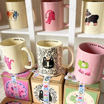 禮盒裝原創設計款黑貓陶瓷馬剋盃生日禮物咖啡盃子9GITDGT01