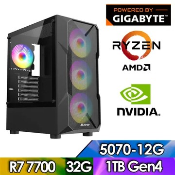 技嘉B650平台【FE2GI6015J】(R7-7700/32G/1TB/RTX5070-12G)