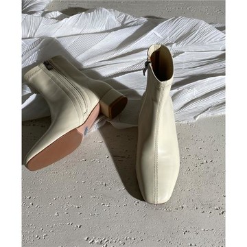 蓮花府邸時尚瘦瘦靴百搭簡約中跟休閑彈力靴2024秋季新款女靴粗跟