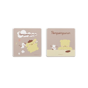 【Sanrio三麗鷗】珪藻土吸水杯墊-Q版系列 布丁狗小貓（方） （2入/組） （10x10x0.9cm） _廠商直送