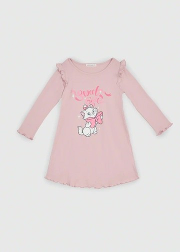 兒童連身_迪士尼貓狗系列．純棉長袖荷葉居家睡衣(芭蕾粉-Gift)