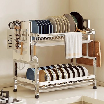 不銹鋼碗架廚房置物架多功能加厚水槽瀝水架灶臺多層碗碟收納架子 y806