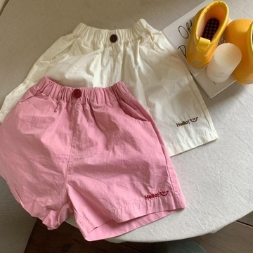 Healthy baby 女童短褲夏裝新款女寶寶字母刺繡休閒短褲小童夏季五分褲兒童熱褲 女童短褲 兒童短褲  夏裝短褲