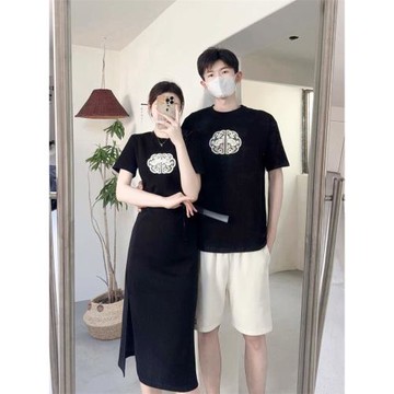 中式情侶裝夏季一裙一衣國風復古旗袍小眾設計感2025新款高級套裝