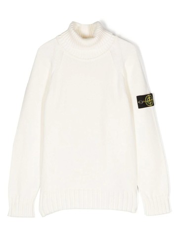 STONE ISLAND JUNIOR logo badge-detailed cotton blend turtleneck Boy