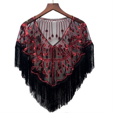 夏季短款小開衫百搭一粒扣流蘇小披肩小外搭網紗亮片罩衫禮服披肩