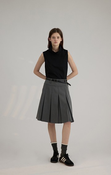 正反兩穿 立體工字褶顯瘦半裙