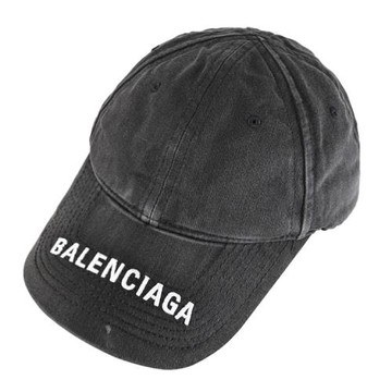 BALENCIAGA 巴黎世家 617160 電繡LOGO水洗感丹寧棉質棒球帽.黑