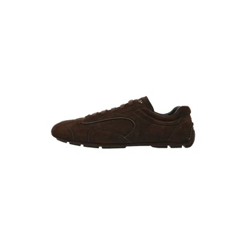 #UK9.5 PRADA RE-EDITION 2005 MONTECARLO 經典低幫休閒鞋復古運動鞋平底鞋  / 深棕色麂皮翻毛皮 / 4E1165008F0003