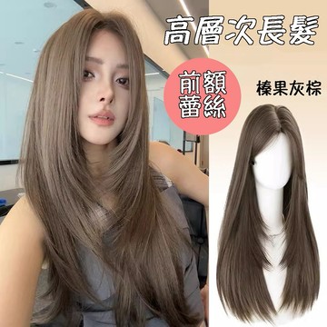【台灣急速到貨】前額蕾絲假髮 女生全頭套假髮 現貨 中分 自然 仿真 韓系 羽毛剪 日常 長直假髮 整頂式假髮 WIG