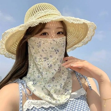 臺灣出貨綠籬機夏季全臉愛麗思防曬面罩女開車騎行防紫外線圍脖護頸綠籬機0615