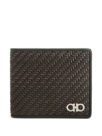 Salvatore Ferragamo Two-Tone Woven Leather Bi-Fold Wallet Accessories