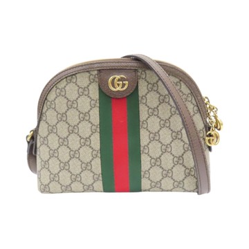【二手名牌BRAND OFF】GUCCI 古馳 烏木色 GG帆布 Ophidia Supreme 貝殼包 肩背包 499621