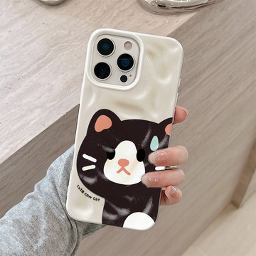 探頭流汗貓 適用iPhone17 16 15Plus 14 13 12 蘋果手機保護殼 個性隕石紋 大孔護機防摔軟殼