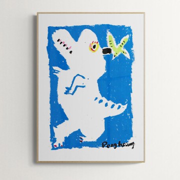 LIGHTO 掛畫｜徐鵬雄｜夏威夷恐龍 Hawaiian Dino - 原木色鋁框-50 x 70 cm