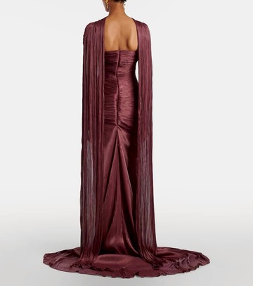 Marmar Halim Draped pleated scarf-detail gown