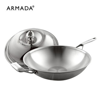 【ARMADA】新菁英系列 多層複合金 36公分單柄不鏽鋼炒鍋 ( 台灣製 )  贈: 貝弗莉系列-雙耳湯鍋20cm + 雅光系列-中式鐵鏟