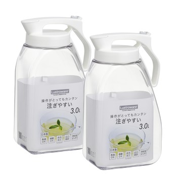 Lustroware 日本岩崎密封防漏按壓式耐熱冷水壺-3.0L (2入組)