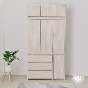 沐家具 mufurniture 台灣製造 Light 現代風 3x7尺衣櫃+1.3尺衣櫃+4尺被櫃