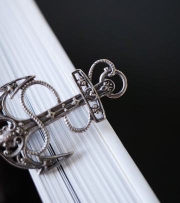 古董Vintage 法國雕花純銀船錨別針胸針 A210