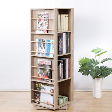 《C&B》四層迴轉角落展示架書架淺白橡